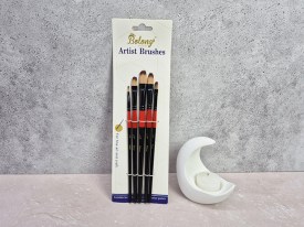 Pack 5 pinceles mango negro y rojo BOLONG lengua de gato 